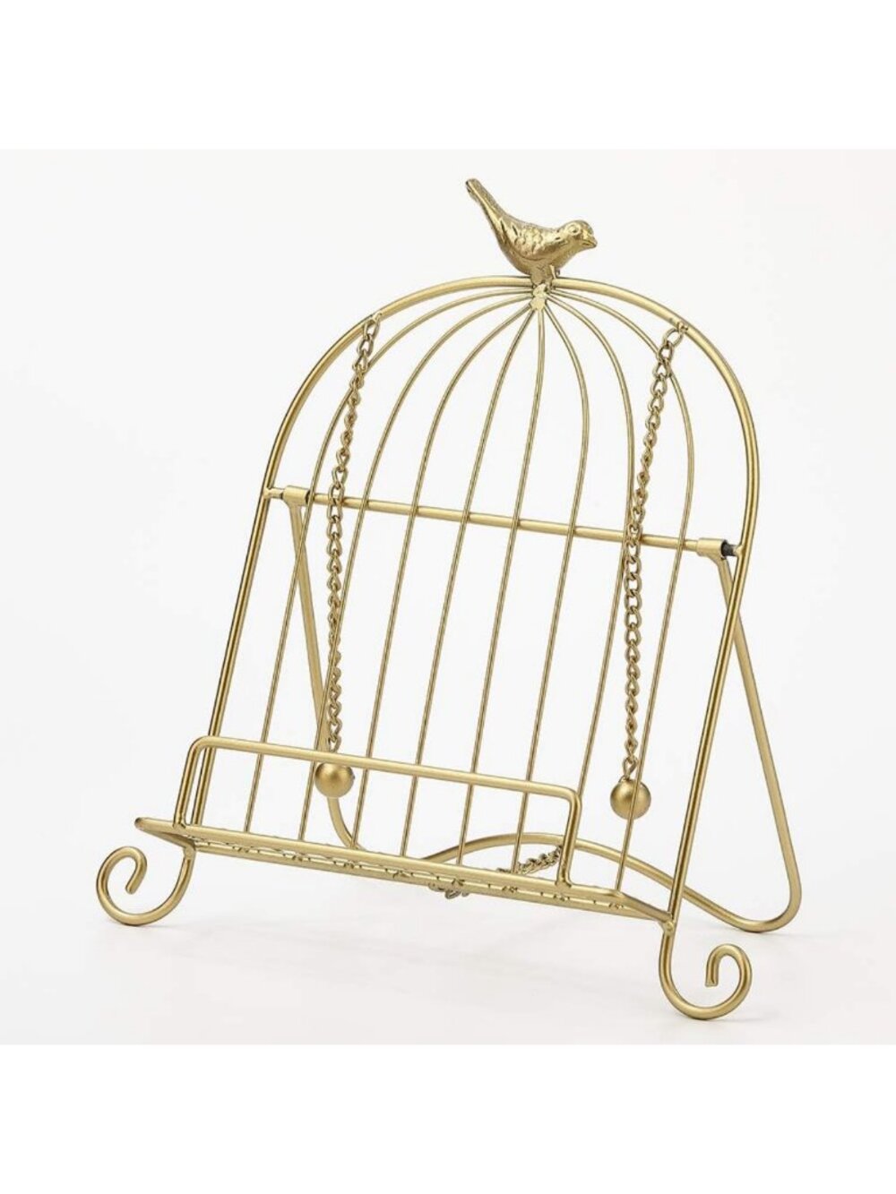 Metal Birdcage Cookbook Stand - Stylish Recipe Easel for Kitchen Organization